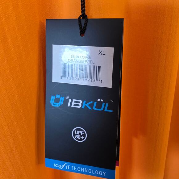 IBKUL Mens Long Sleeve Polo Shirt Orange Peel Size XL NEW - Picture 4 of 4